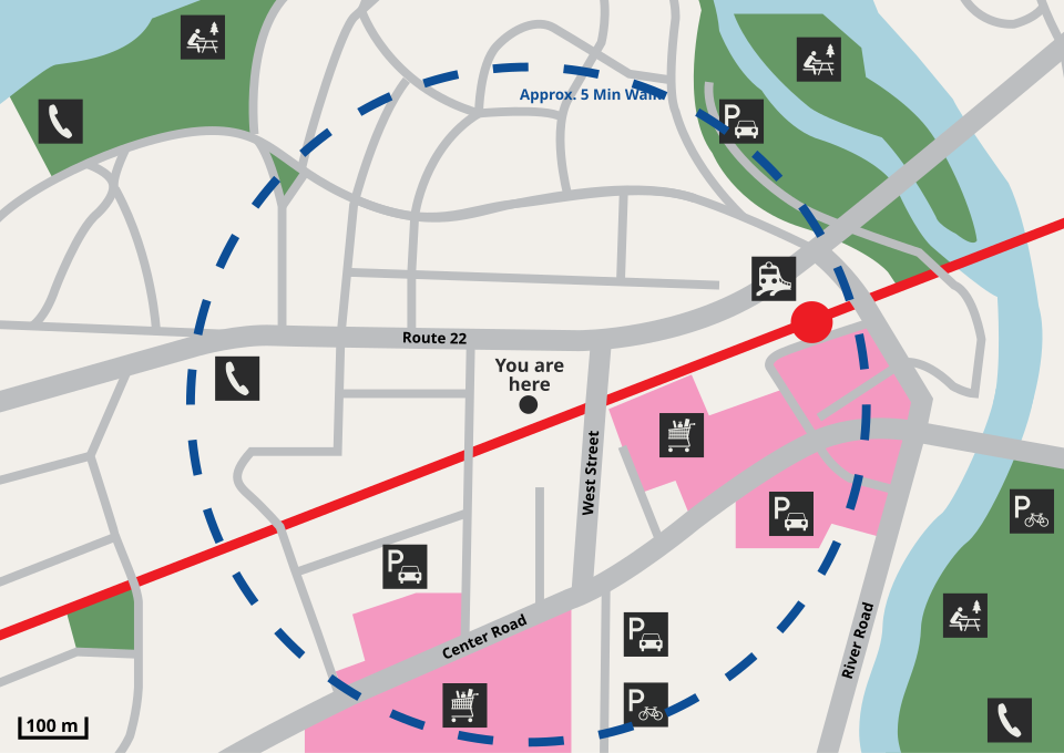 Minh họa đo khoảng cách và tỷ lệ trên bản đồ