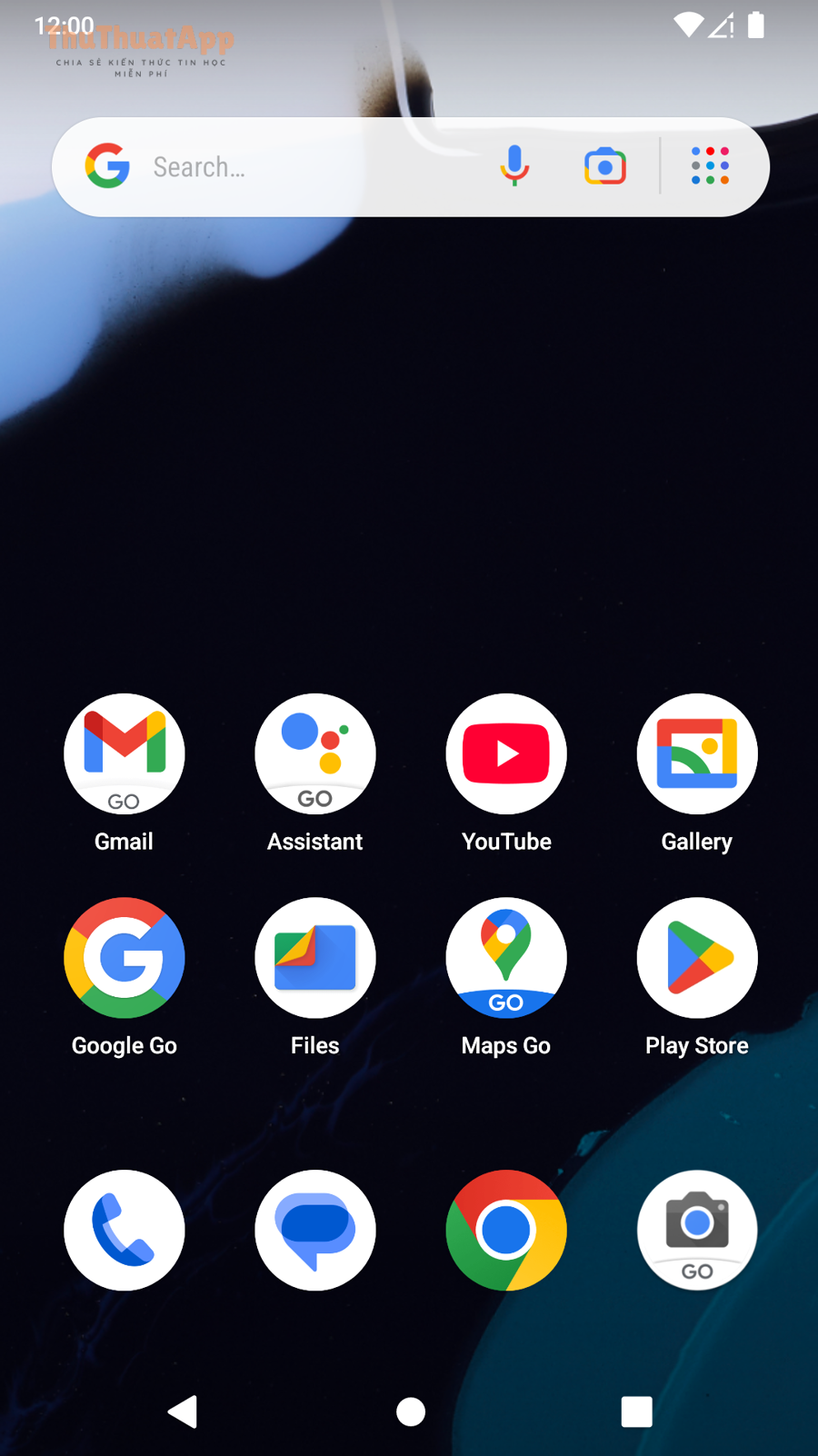Ví dụ giao diện màn hình chính Android