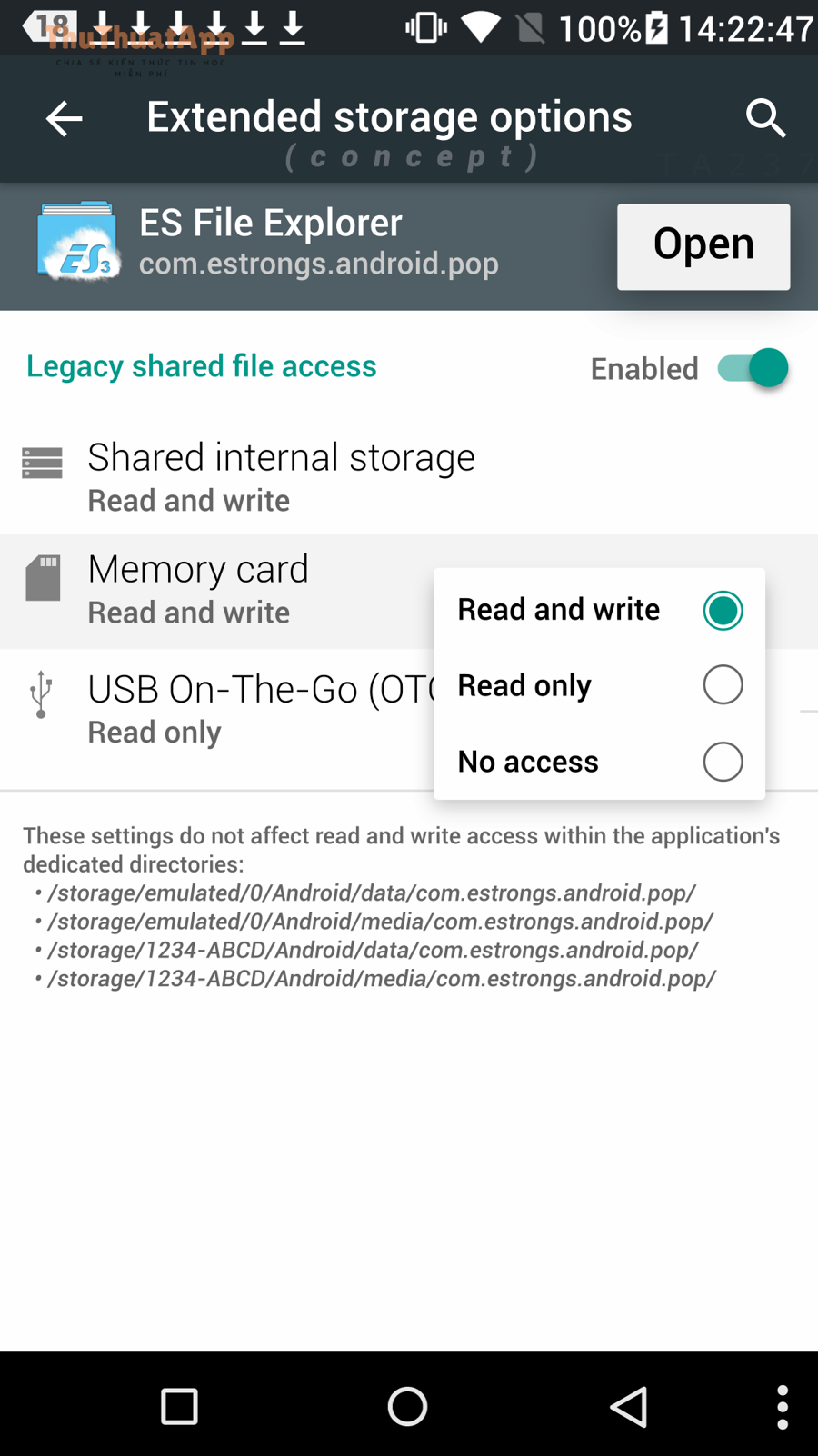 Cách quản lý lưu trữ Google Drive trên Android: dọn dung lượng nhanh, tối ưu sao lưu và chia sẻ 7 Minh họa tùy chọn quản lý truy cập lưu trữ trên Android