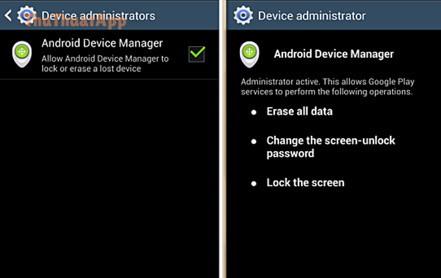 Giao diện Android Device Manager/Find My Device trên web (minh họa)