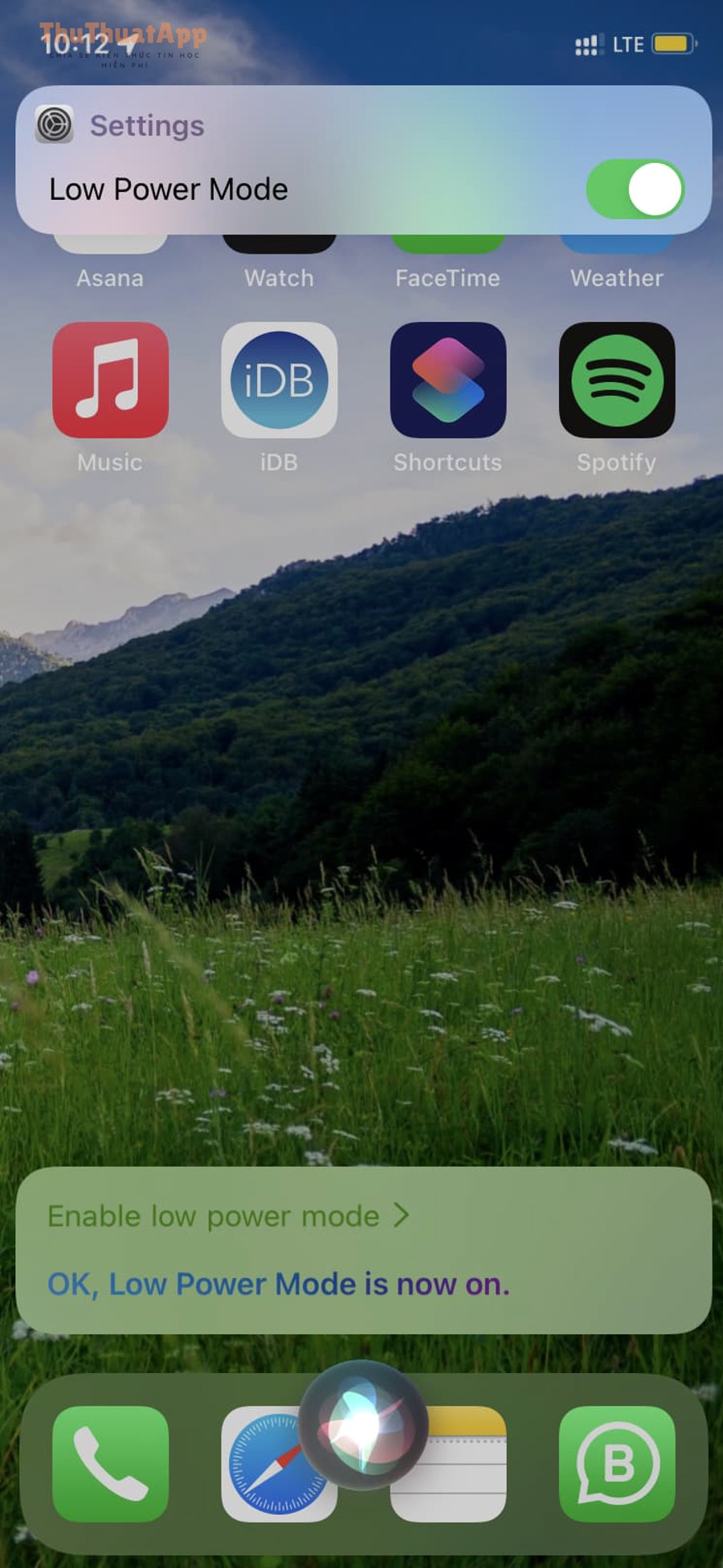 Bật Low Power Mode bằng Siri