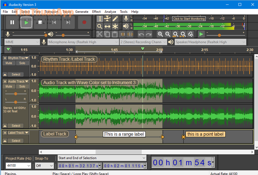 Minh họa waveform và nhịp âm thanh