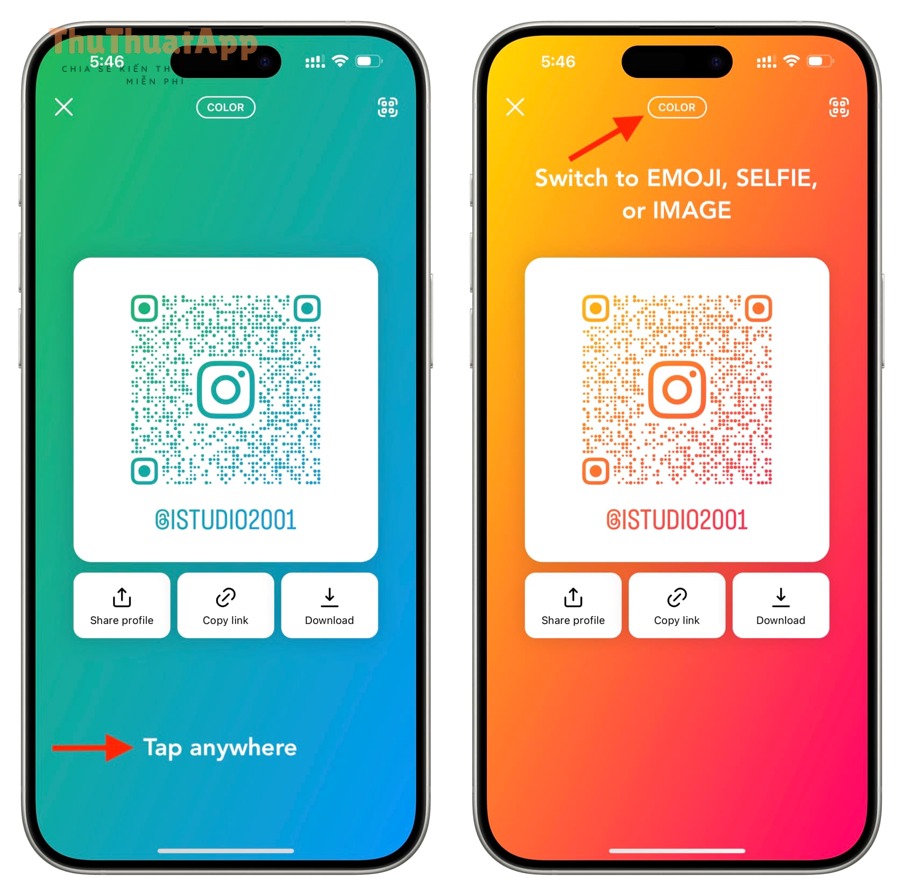 Hướng dẫn tạo mã QR/QR code Instagram chia sẻ profile cho mọi người 5 Change color of Instagram QR code