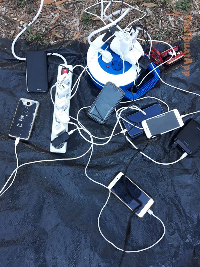 Charging smartphones rotated