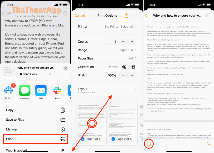 Cách chỉnh sửa PDF trên iPhone cho người mới, không cần máy tính 7 Xuất lại PDF bằng thao tác Print và Save to Files trên iPhone