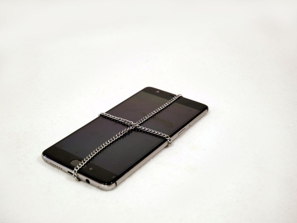 Locked smartphone with chain