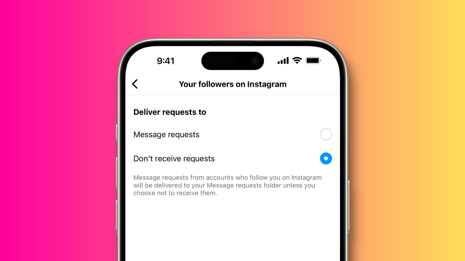 Minh họa màn hình cài đặt tin nhắn Instagram trên iPhone