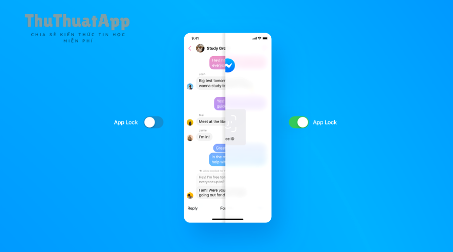 Minh họa tính năng App Lock của Messenger