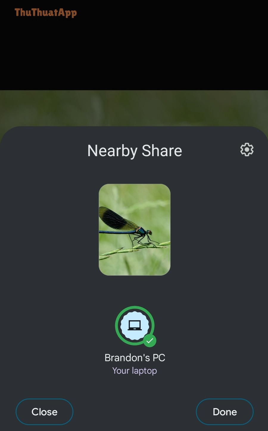Cách chuyển dữ liệu Android sang Android bằng Nearby Share: hướng dẫn chi tiết từ A–Z 4 Màn hình Nearby Share sau khi gửi thành công