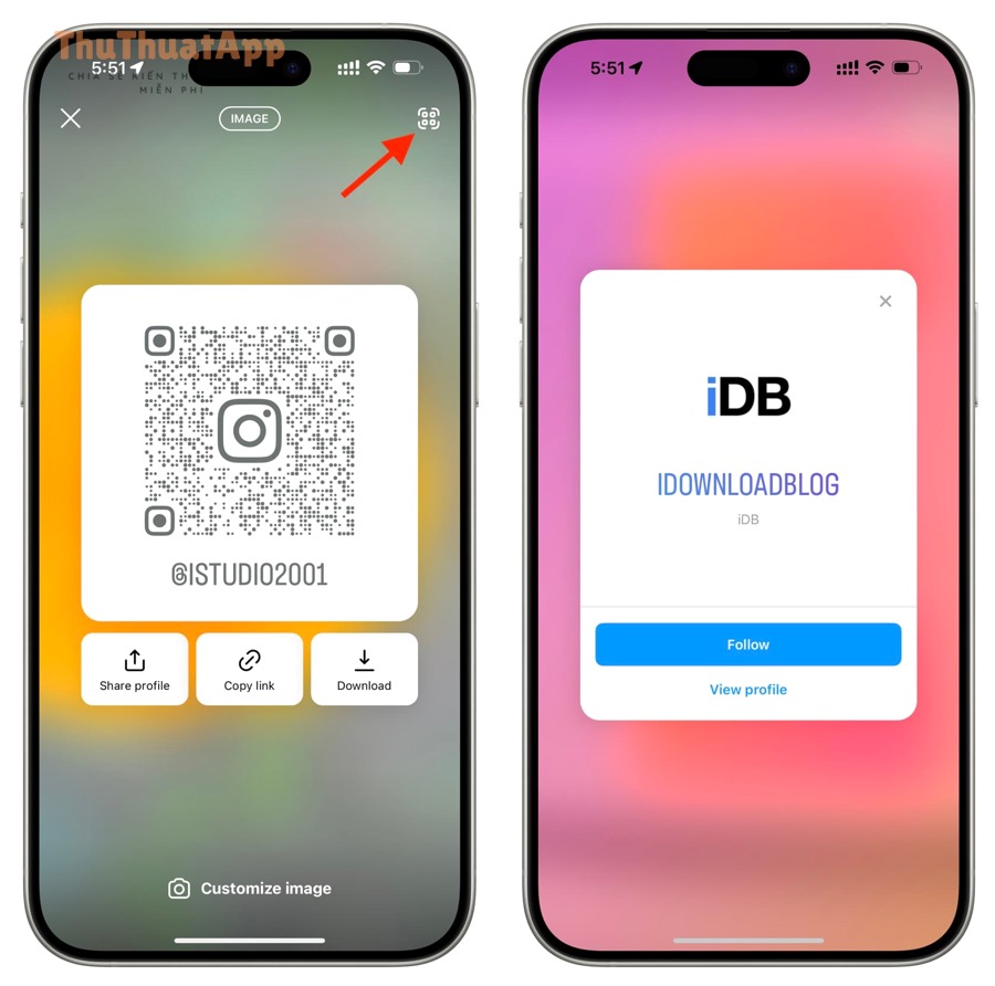 Hướng dẫn tạo mã QR/QR code Instagram chia sẻ profile cho mọi người 7 Scanning another Instagram QR code using Instagram Camera