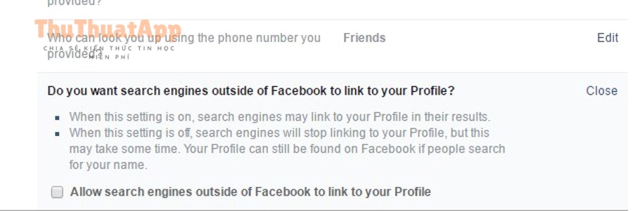 Minh họa mục riêng tư liên quan đến hiển thị tìm kiếm