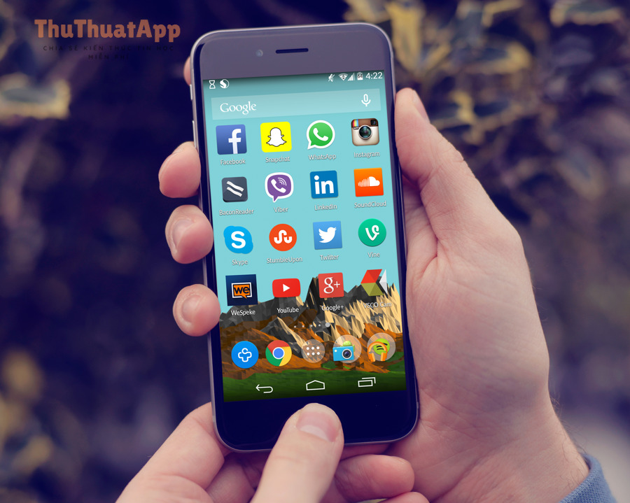 Social media Icons On The Home Screen of an Android Phone