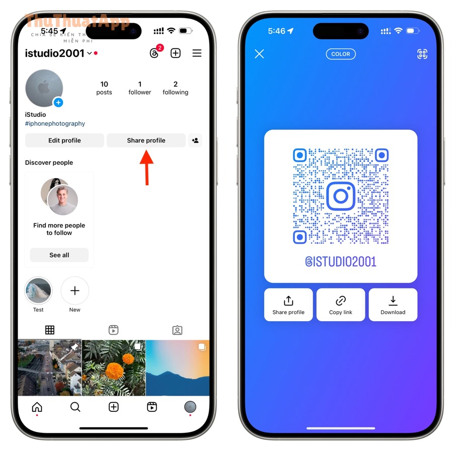 Hướng dẫn tạo mã QR/QR code Instagram chia sẻ profile cho mọi người 3 Tap Share Profile on Instagram to see your QR code
