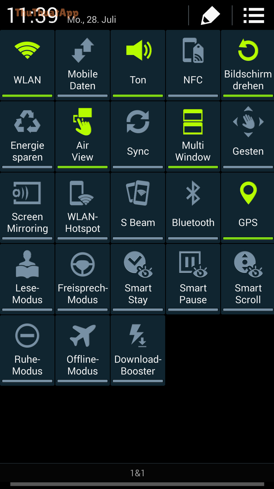 Cách bật chia đôi màn hình (Split screen) Android: Dùng 2 ứng dụng cùng lúc, làm việc nhanh hơn 3 Bảng điều khiển có nút Multi Window trên Samsung (minh họa tính năng đa nhiệm nhiều cửa sổ)