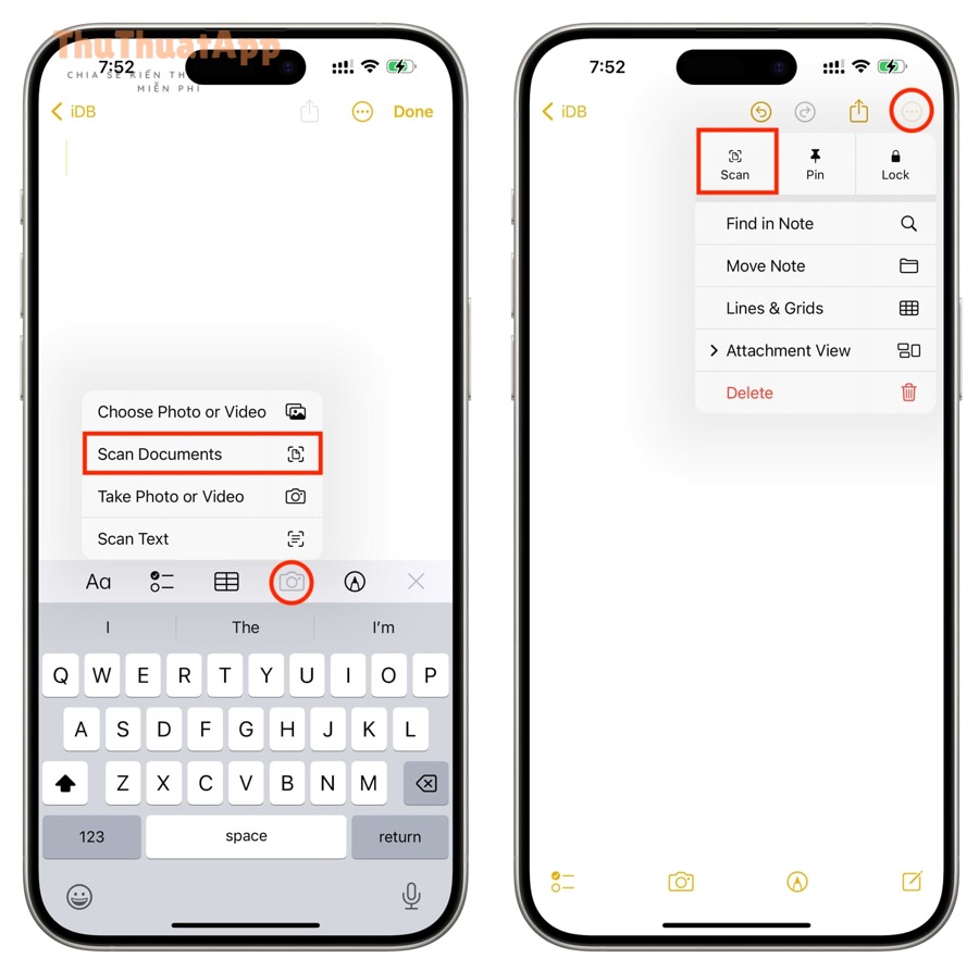 Hướng dẫn scan tài liệu trên iPhone: quét nhanh thay chụp 3 Hai cách mở Scan Documents trong Notes trên iPhone