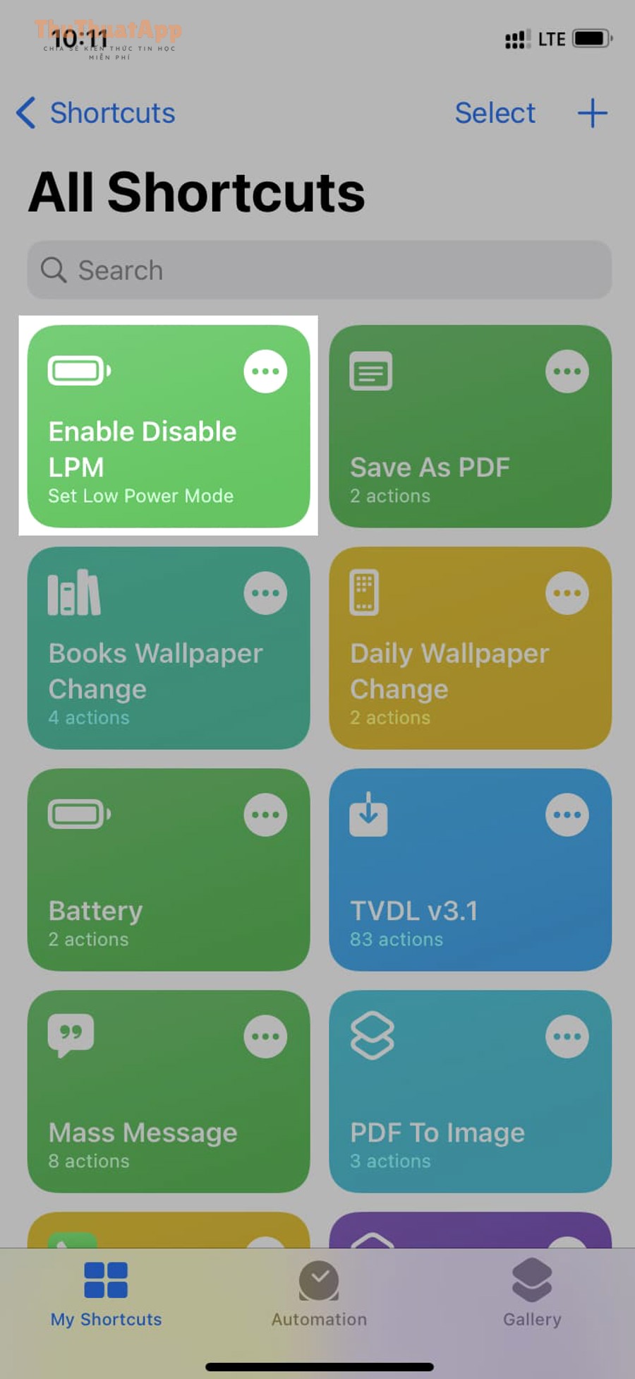 Phím tắt iOS để bật Low Power Mode