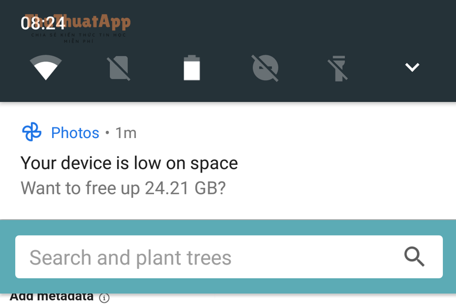 Thông báo thiết bị sắp hết dung lượng liên quan Google Photos