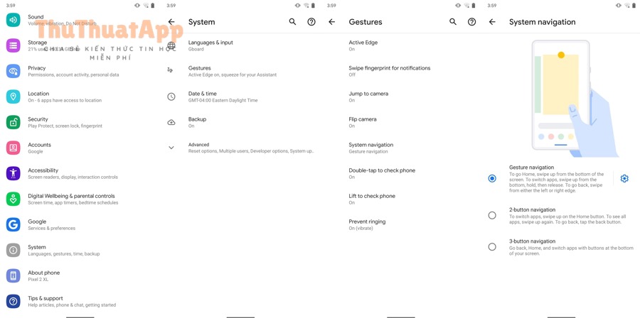 android 10 gesture controls screenshots