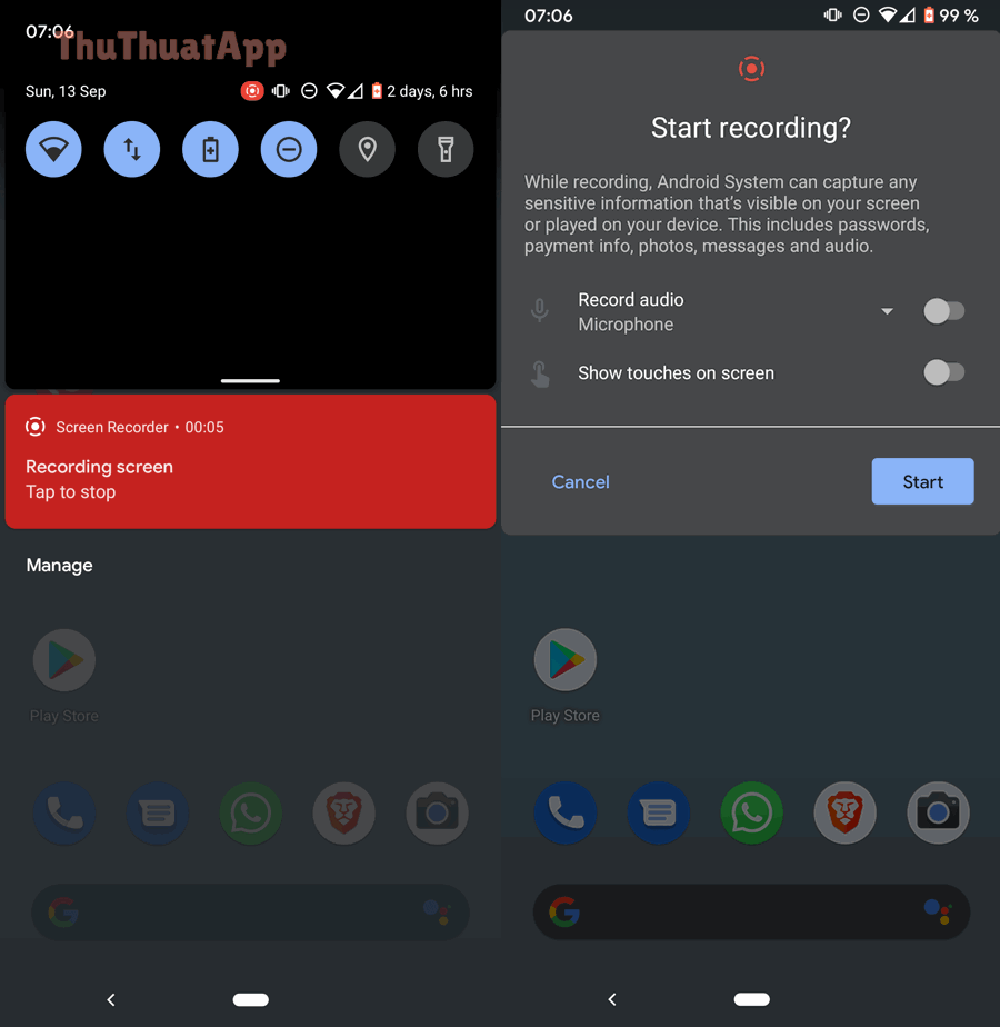 Cách quay màn hình có âm thanh trên Android: Hướng dẫn chi tiết từ A–Z (kèm mẹo xử lý lỗi) 5 Tùy chọn Record audio khi quay màn hình Android