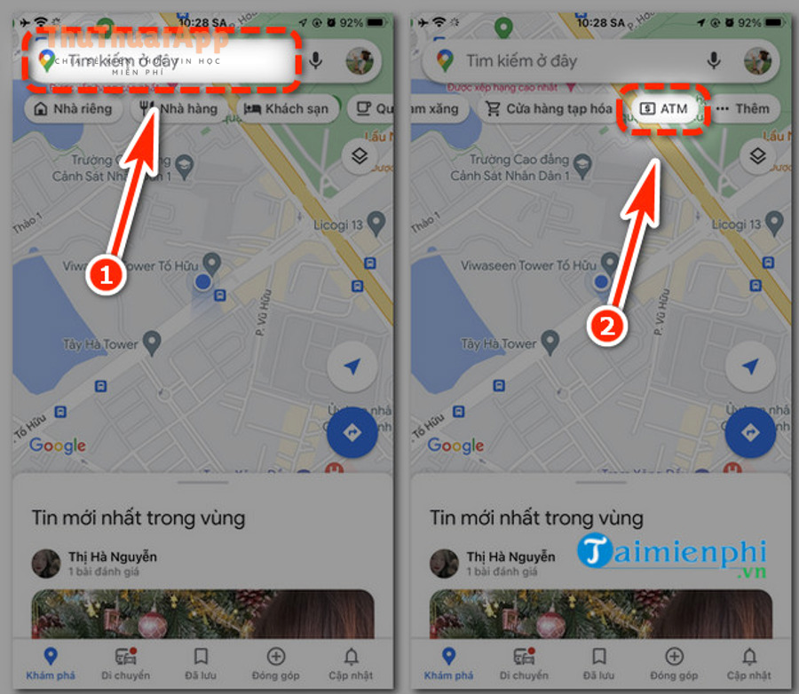 Minh họa mẹo tìm kiếm địa điểm theo nhu cầu trên Google Maps