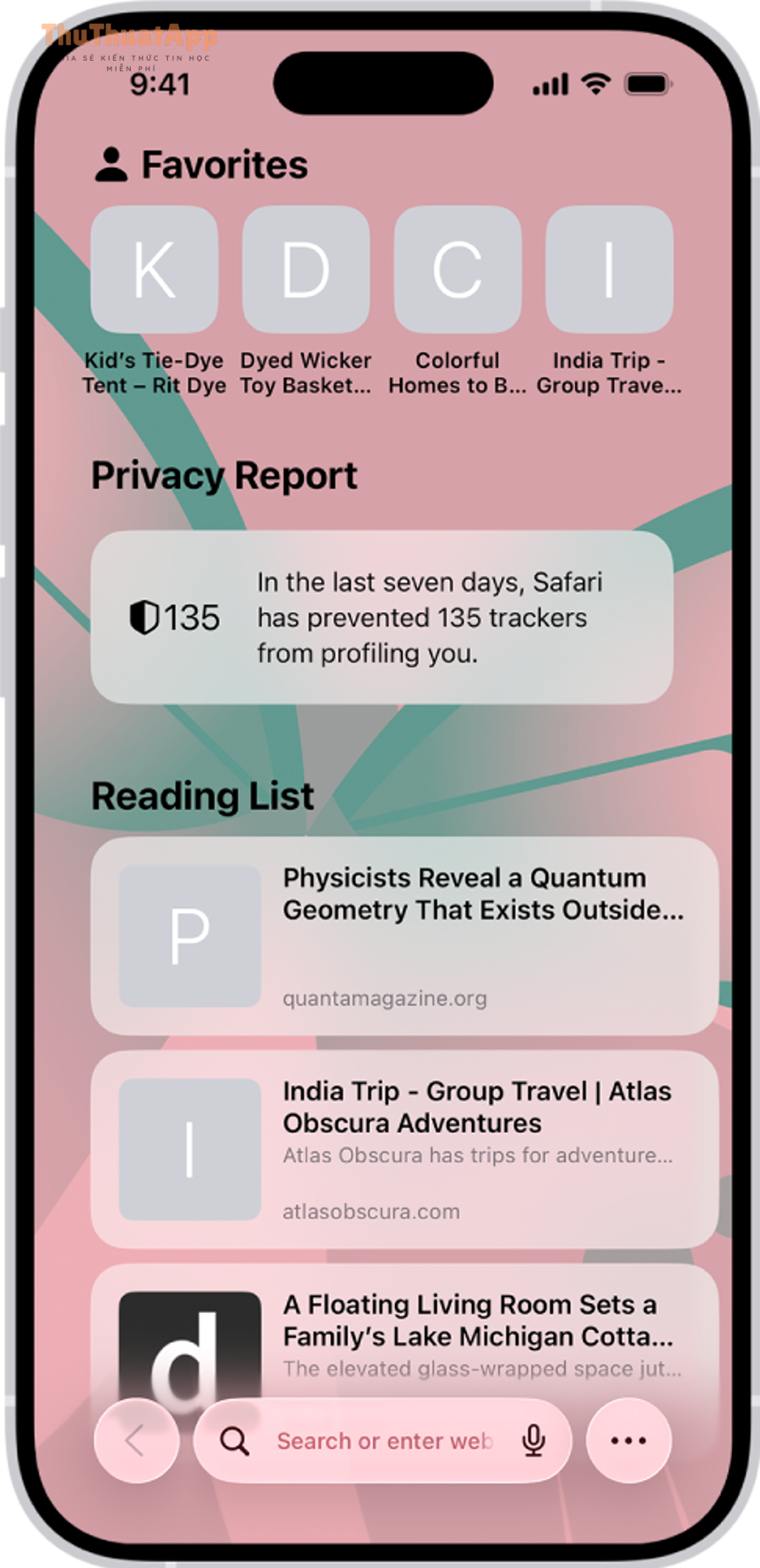 Trang bắt đầu Safari và Privacy Report