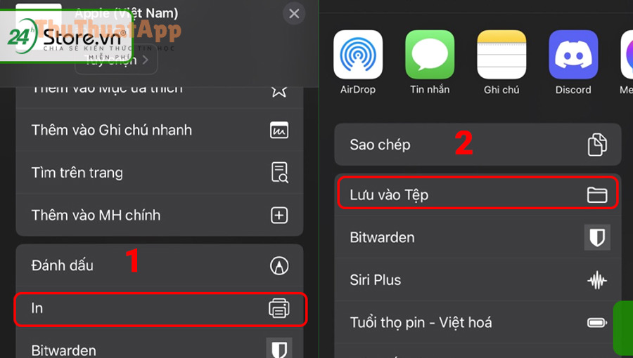 cach luu dia chi trang web tren iphone