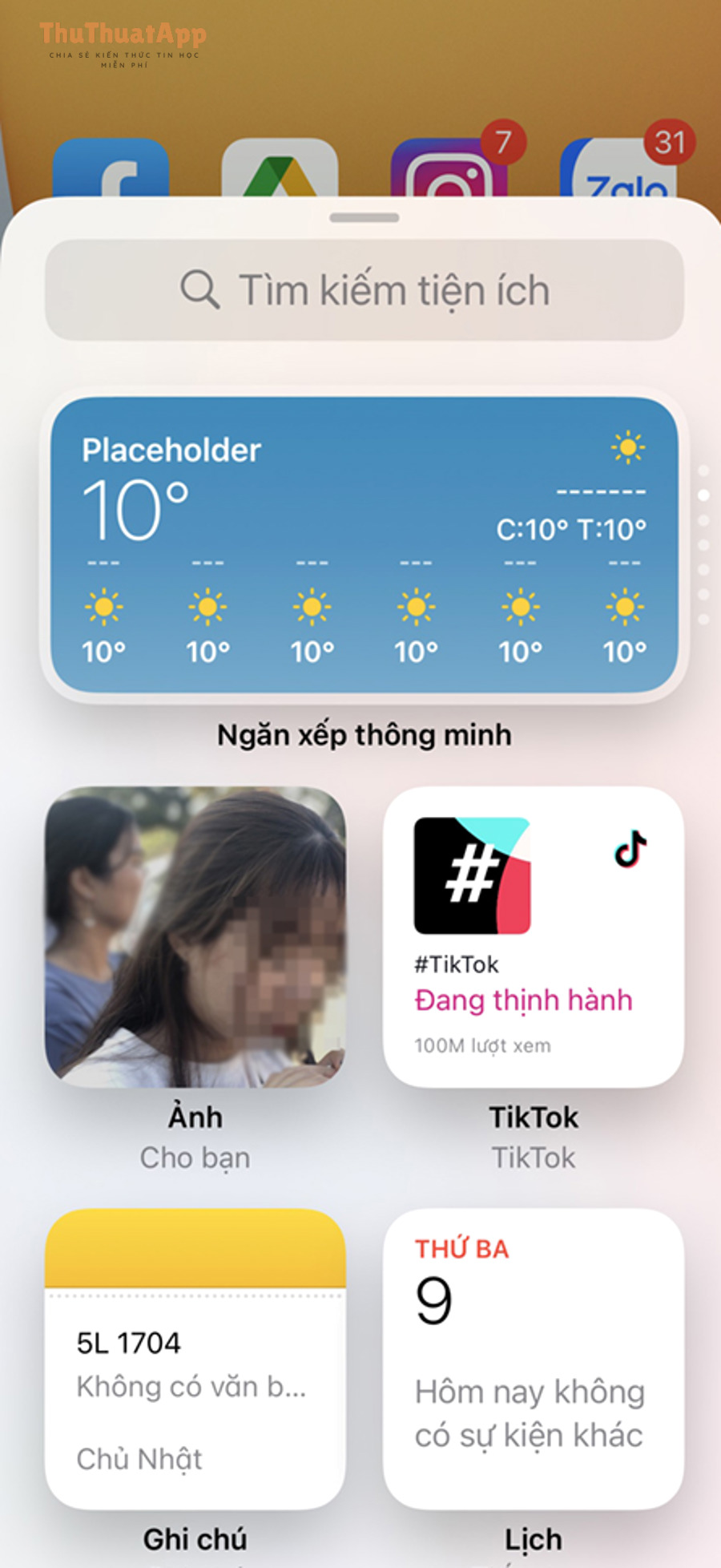 cach them va xoa widget vao man hinh chinh tren ios 14 1