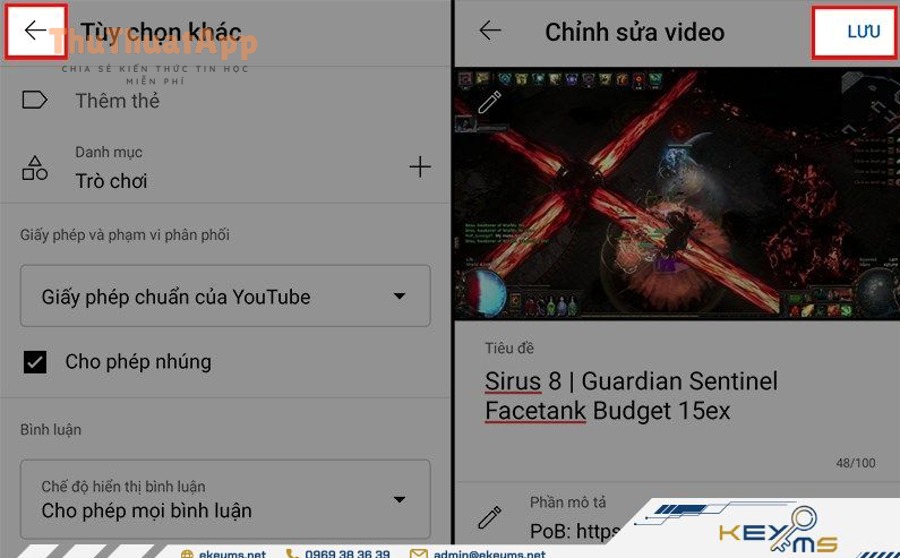 chon luu ben goc trai