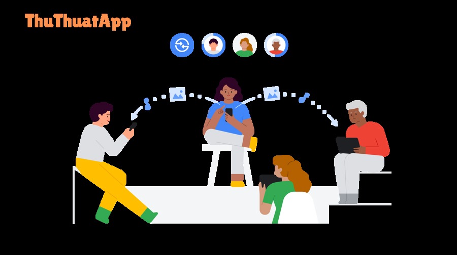 Minh họa chia sẻ tệp bằng Quick Share/Nearby Share