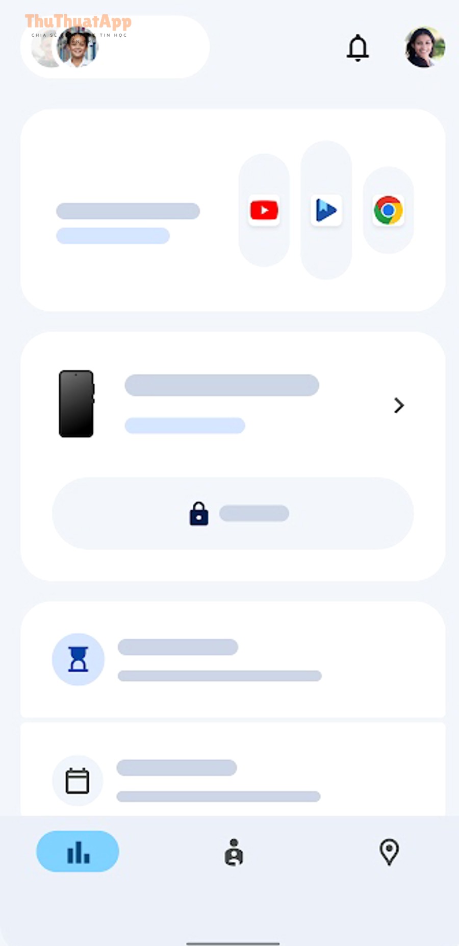 Giao diện Family Link trên Android sau khi liên kết