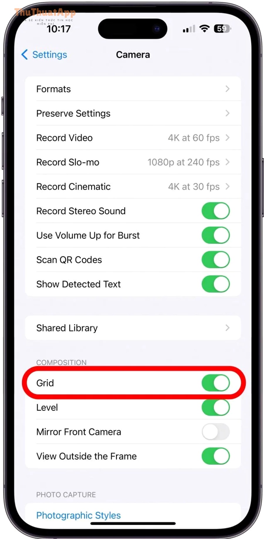 Hướng dẫn bật lưới Grid Camera iPhone cho người mới, tắt/mở 2 img 9024 0