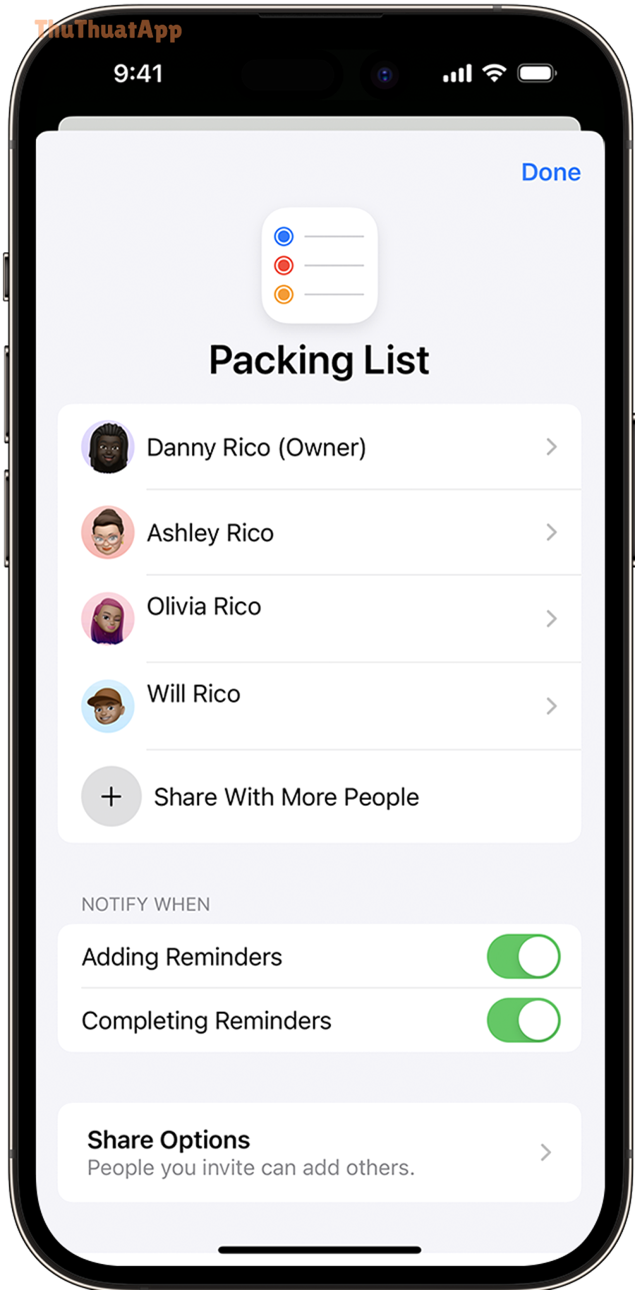 Hướng dẫn chia sẻ danh sách Nhắc việc (Reminders) iPhone cho gia đình 5 ios 16 iphone 14 pro reminders share managed list turn on notifications