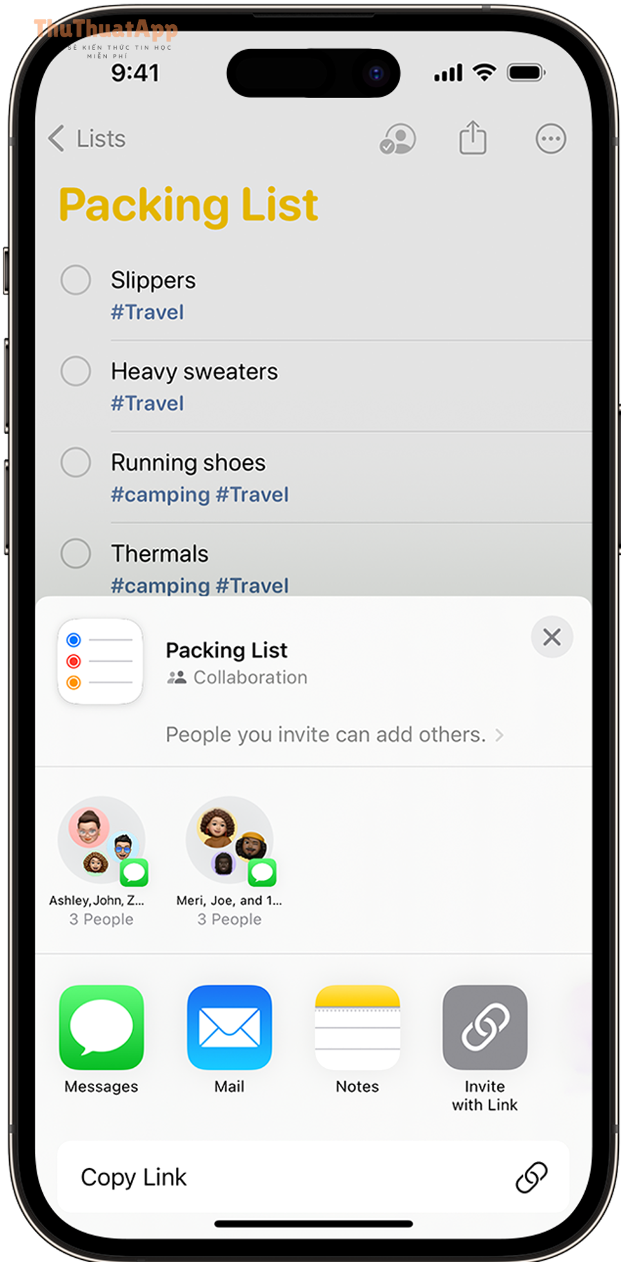 Hướng dẫn chia sẻ danh sách Nhắc việc (Reminders) iPhone cho gia đình 8 ios 17 iphone 14 pro reminders more share list on tap