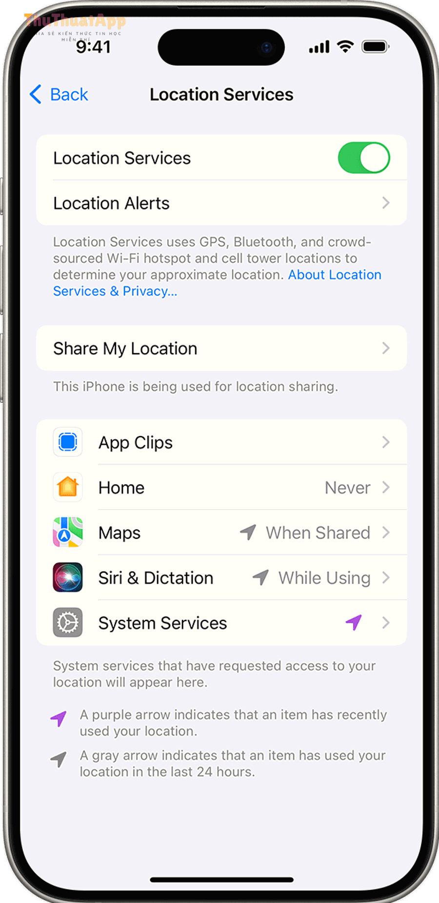 Cách bật/tắt định vị iPhone: Location Services và GPS 3 ios 17 iphone 15 pro settings privacy location services