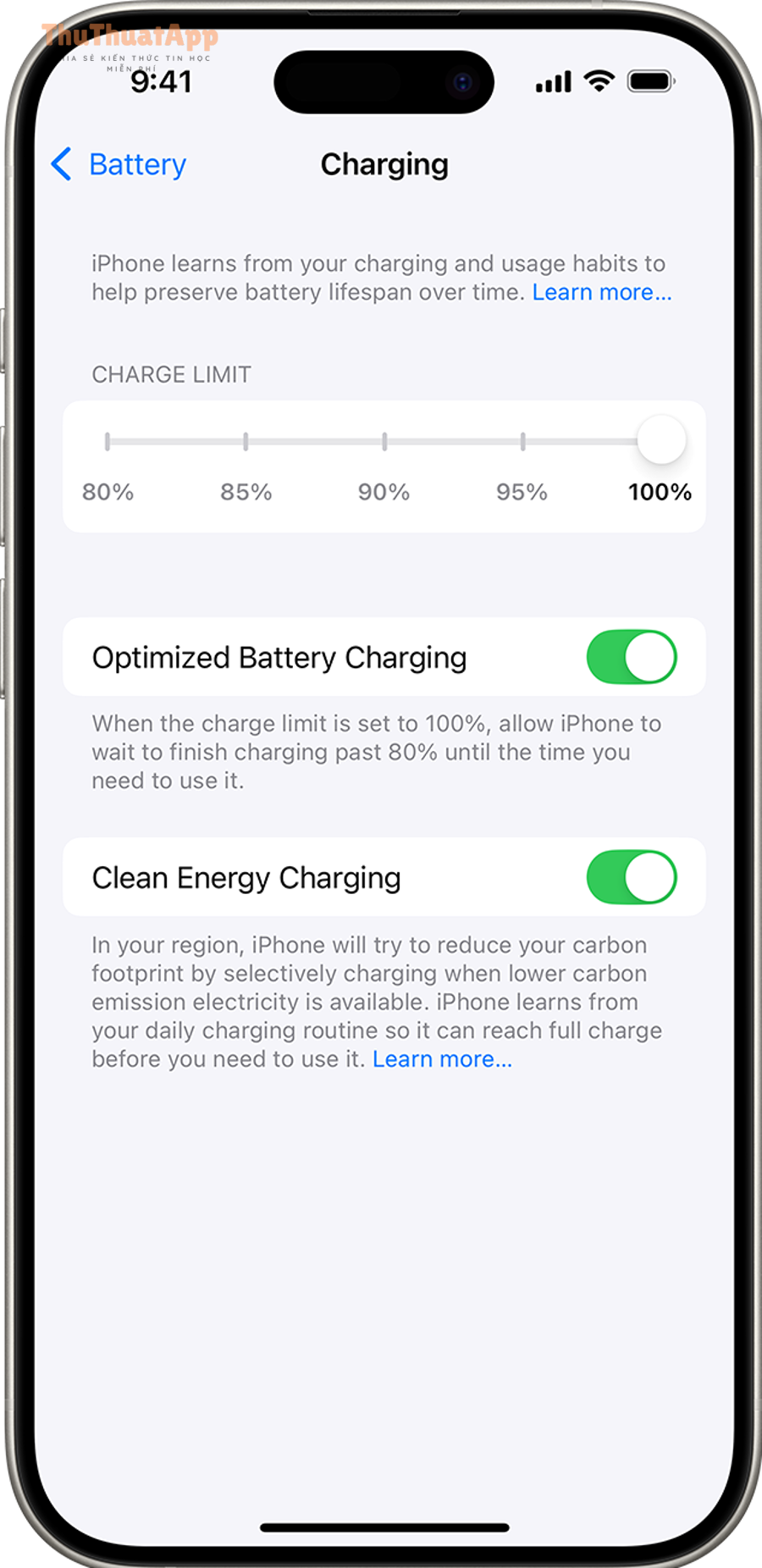 Hướng dẫn tối ưu sạc pin iPhone cho người mới: bật/tắt chuẩn 2 Màn hình Charging có Optimized Battery Charging trên iPhone