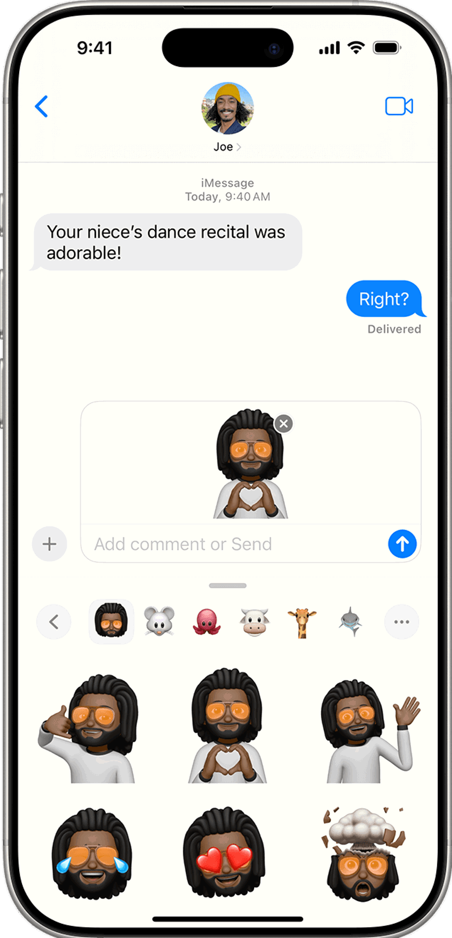ios 18 iphone 16 pro messages send memoji sticker