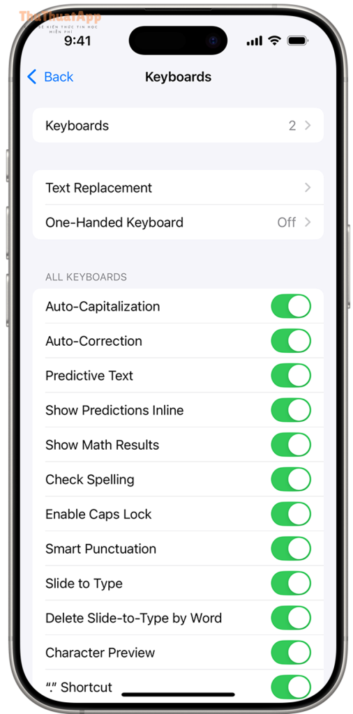 ios 18 iphone 16 pro settings general keyboards