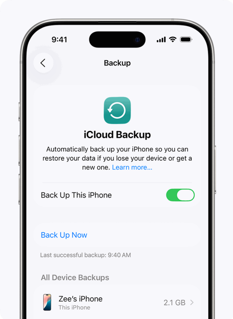 Cách khôi phục iPhone từ iCloud: phục hồi dữ liệu an toàn 1 ios 26 iphone 16 pro settings account icloud backup back up now 1