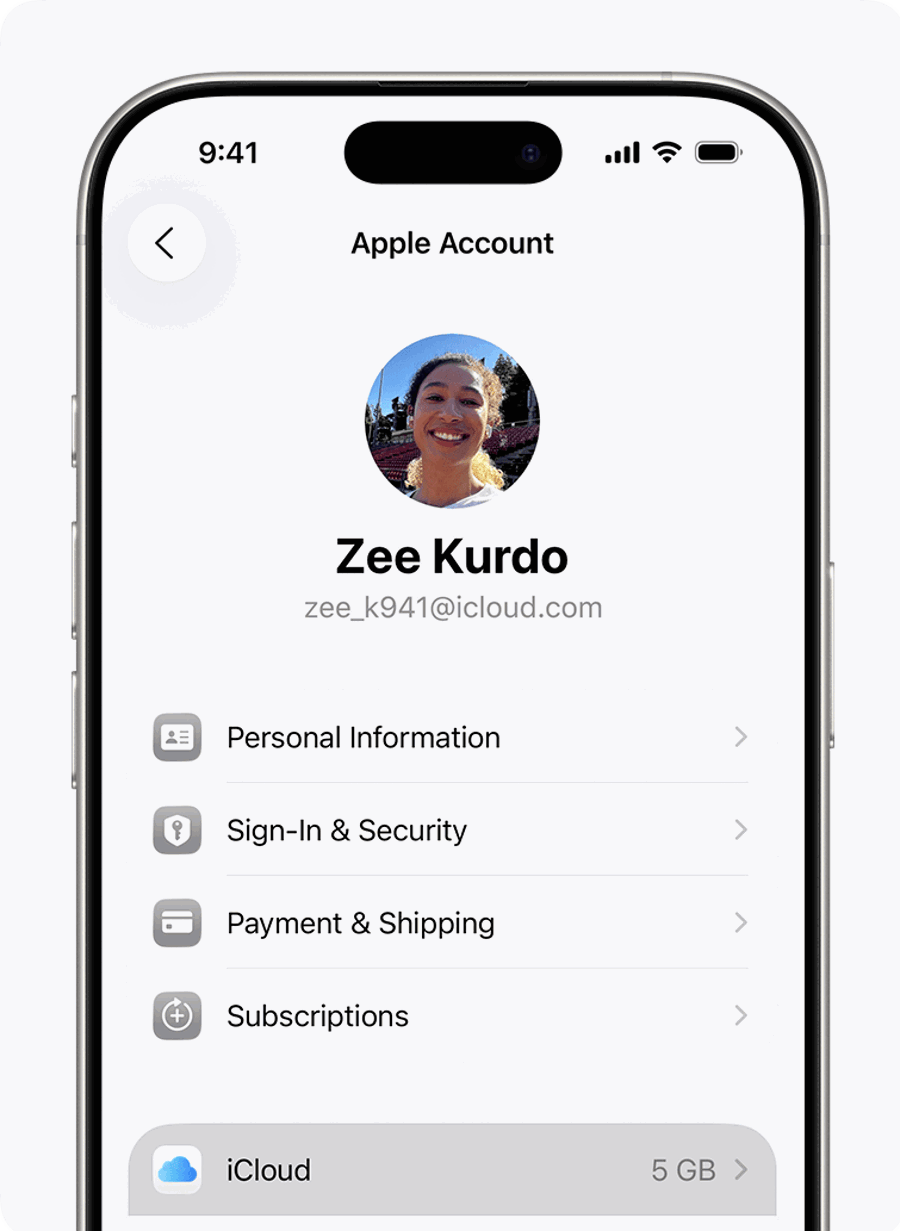 Cách khôi phục iPhone từ iCloud: phục hồi dữ liệu an toàn 11 Màn hình Apple Account và mục iCloud trong Cài đặt