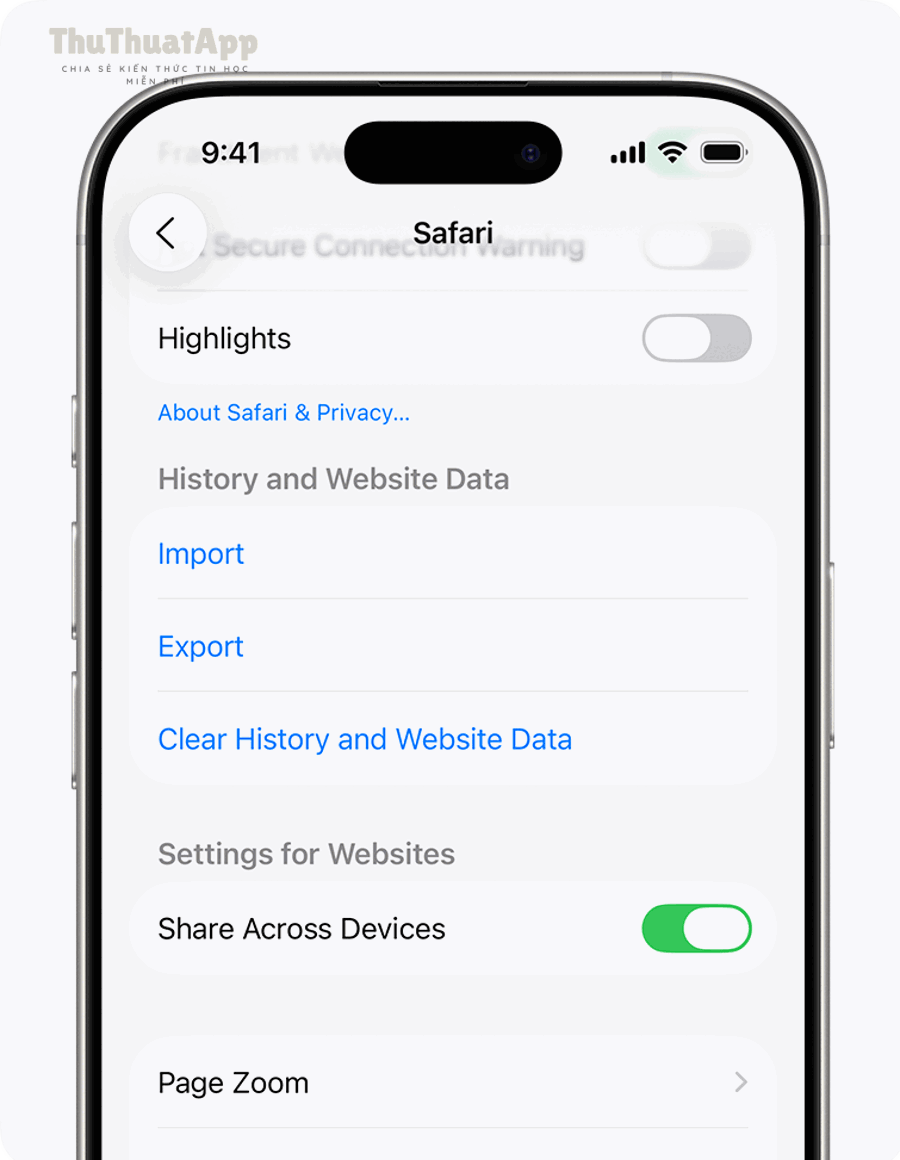 Cách giải phóng dung lượng iPhone nhanh, an toàn: không mất dữ liệu 7 ios 26 iphone 16 pro settings apps safari clear history and website data