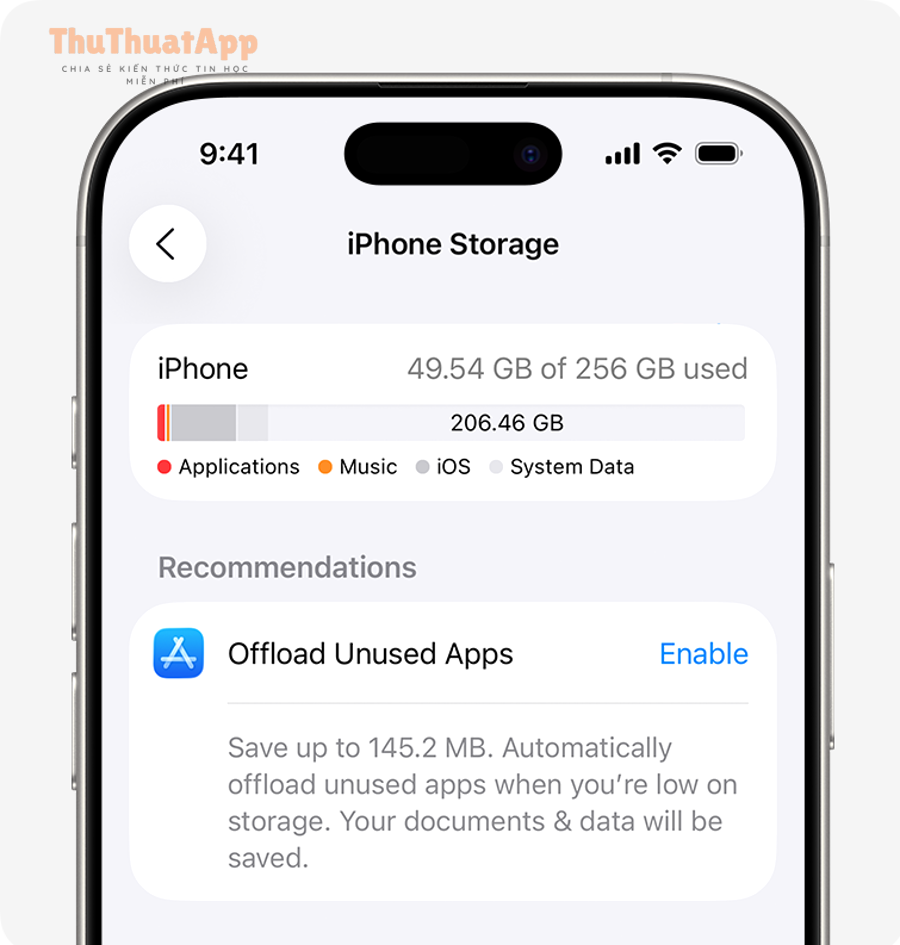 Cách giải phóng dung lượng iPhone nhanh, an toàn: không mất dữ liệu 3 ios 26 iphone 16 pro settings general iphone storage recommendation 2