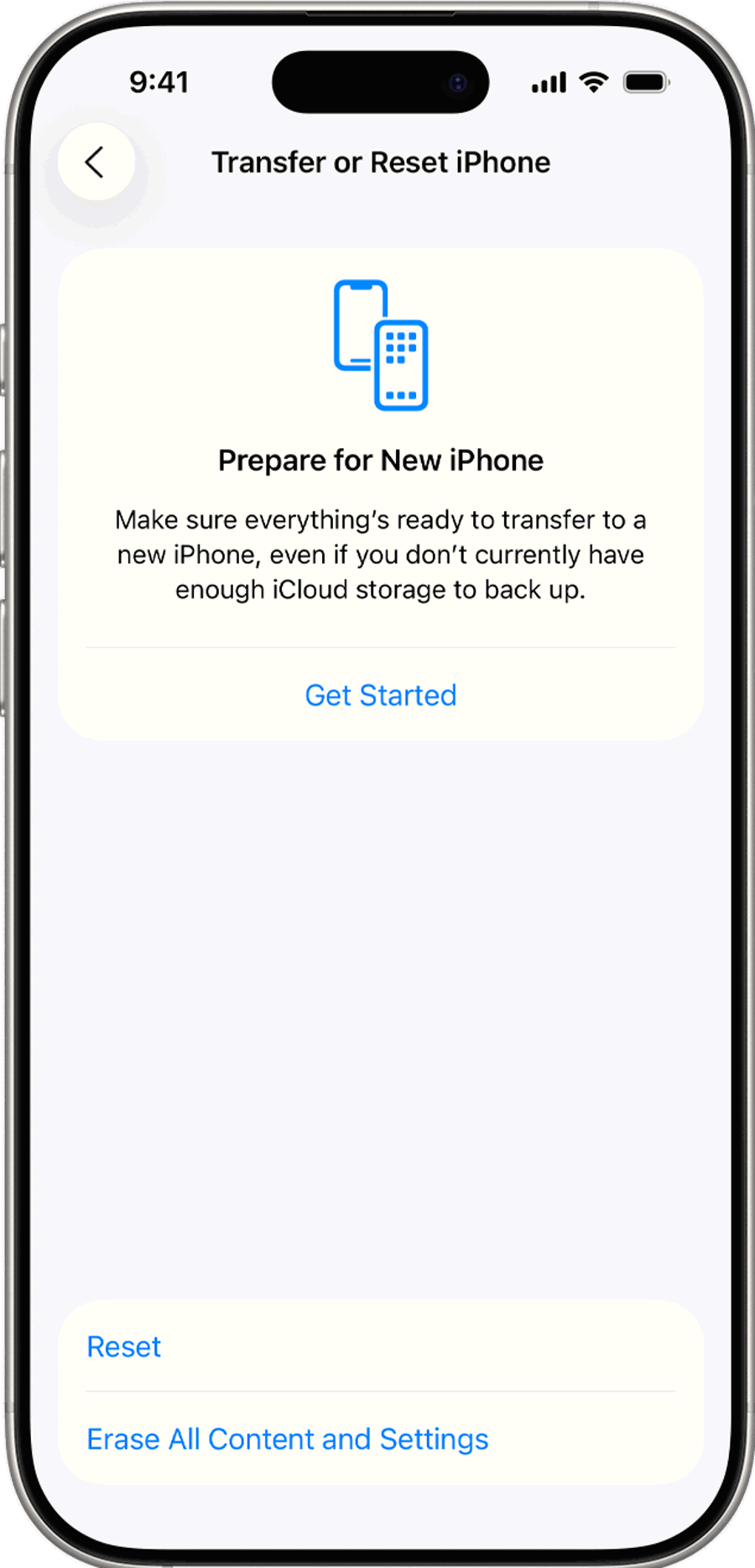 Cách khôi phục iPhone từ iCloud: phục hồi dữ liệu an toàn 6 Tùy chọn Erase All Content and Settings trong Transfer or Reset iPhone