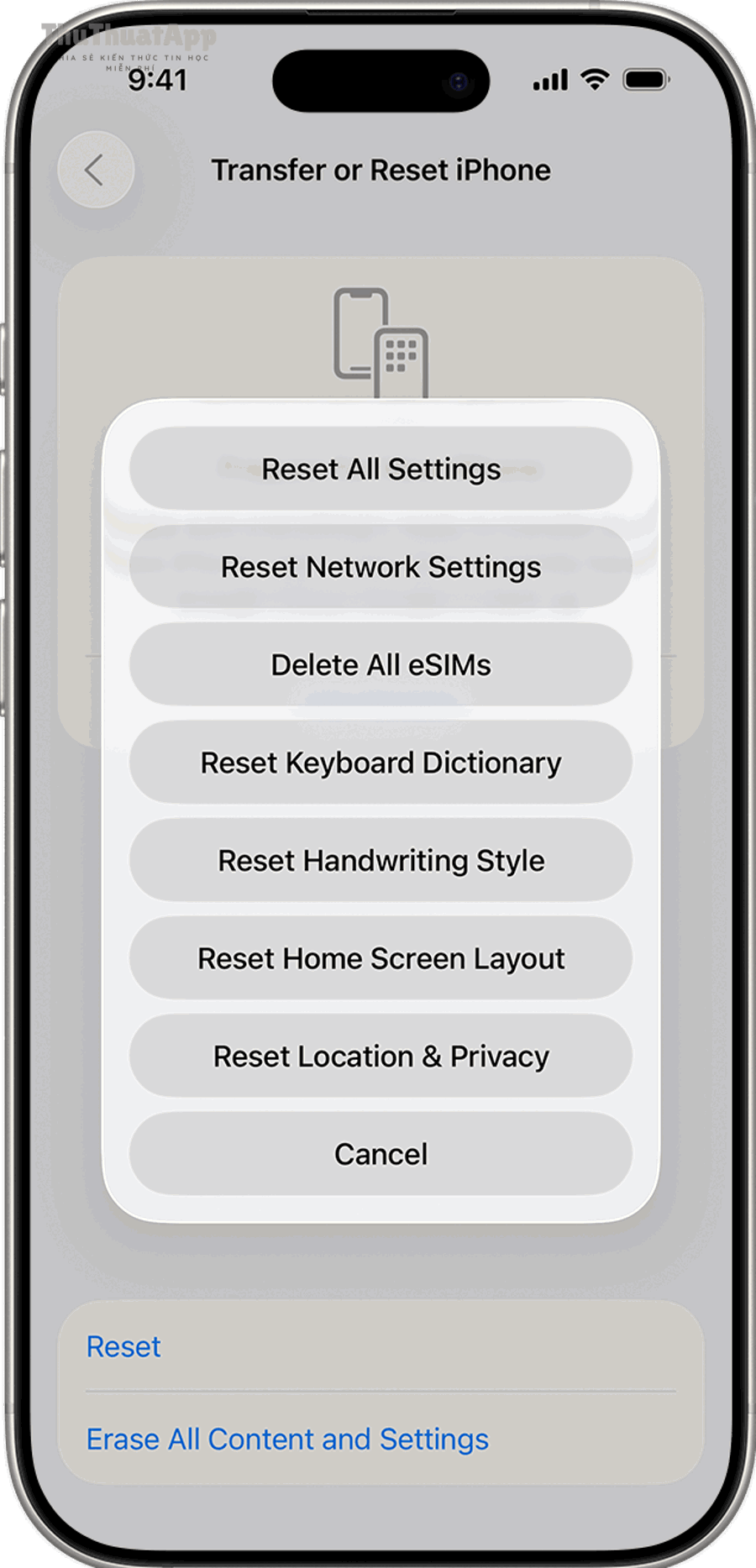 ios 26 iphone 16 pro settings general transfer or reset iphone reset network set