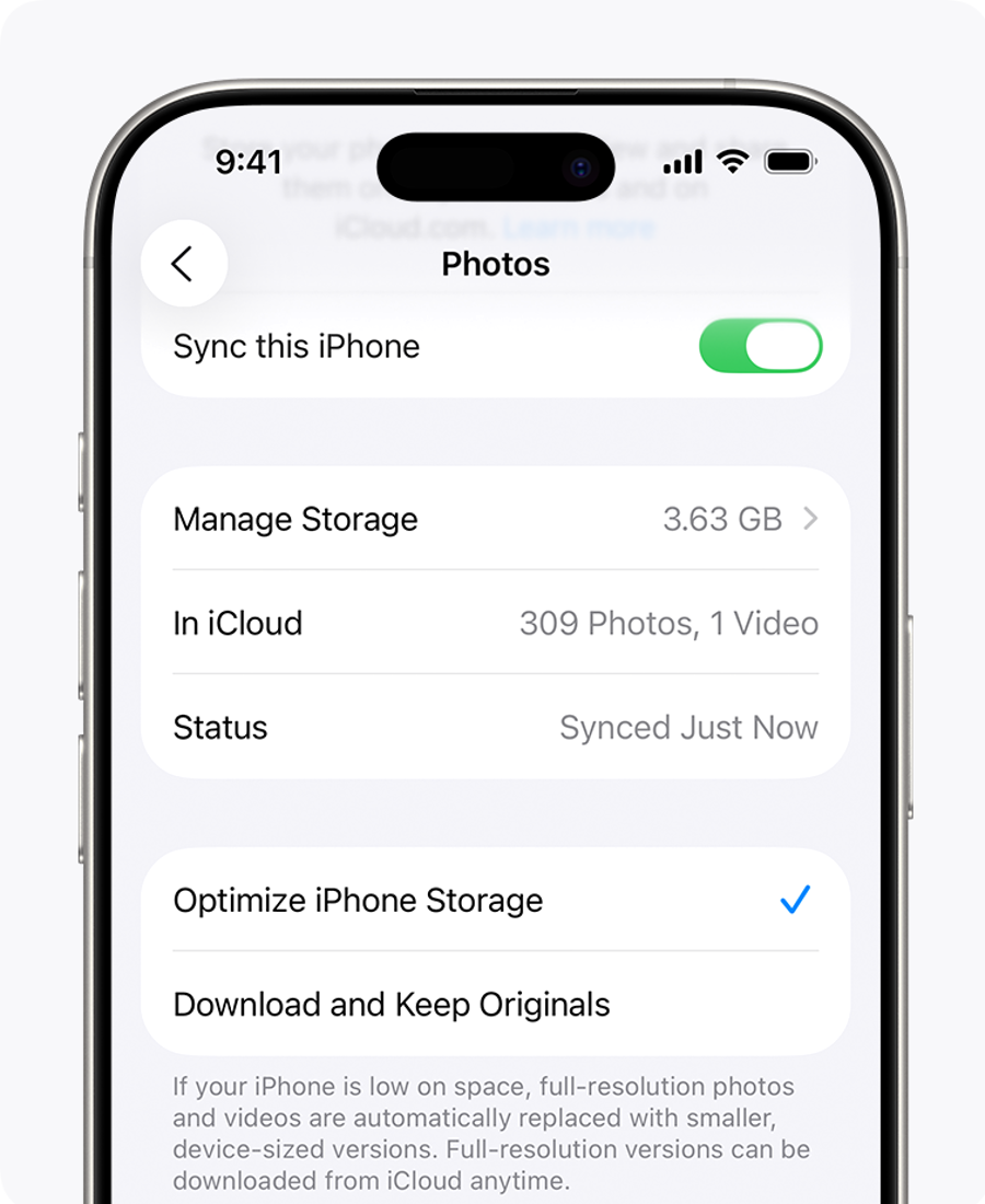 Cách khôi phục iPhone từ iCloud: phục hồi dữ liệu an toàn 10 Cài đặt iCloud Photos và tùy chọn Optimize iPhone Storage