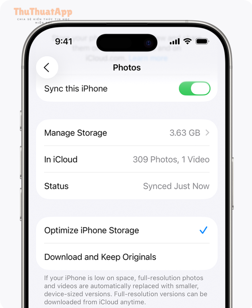 ios 26 iphone 16 pro settings icloud photos optimize 4