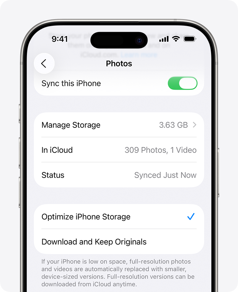 Cách giảm dung lượng Zalo trên iPhone: 9 cách dọn bộ nhớ nhanh, an toàn và hiệu quả 4 Tùy chọn Optimize iPhone Storage trong Photos