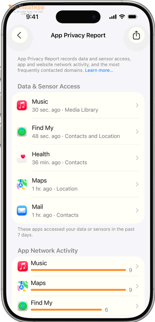Cách bật App Privacy Report iPhone cho người mới: bật/tắt đúng 1 ios 26 iphone 16 pro settings privacy and security app privacy report overview 1