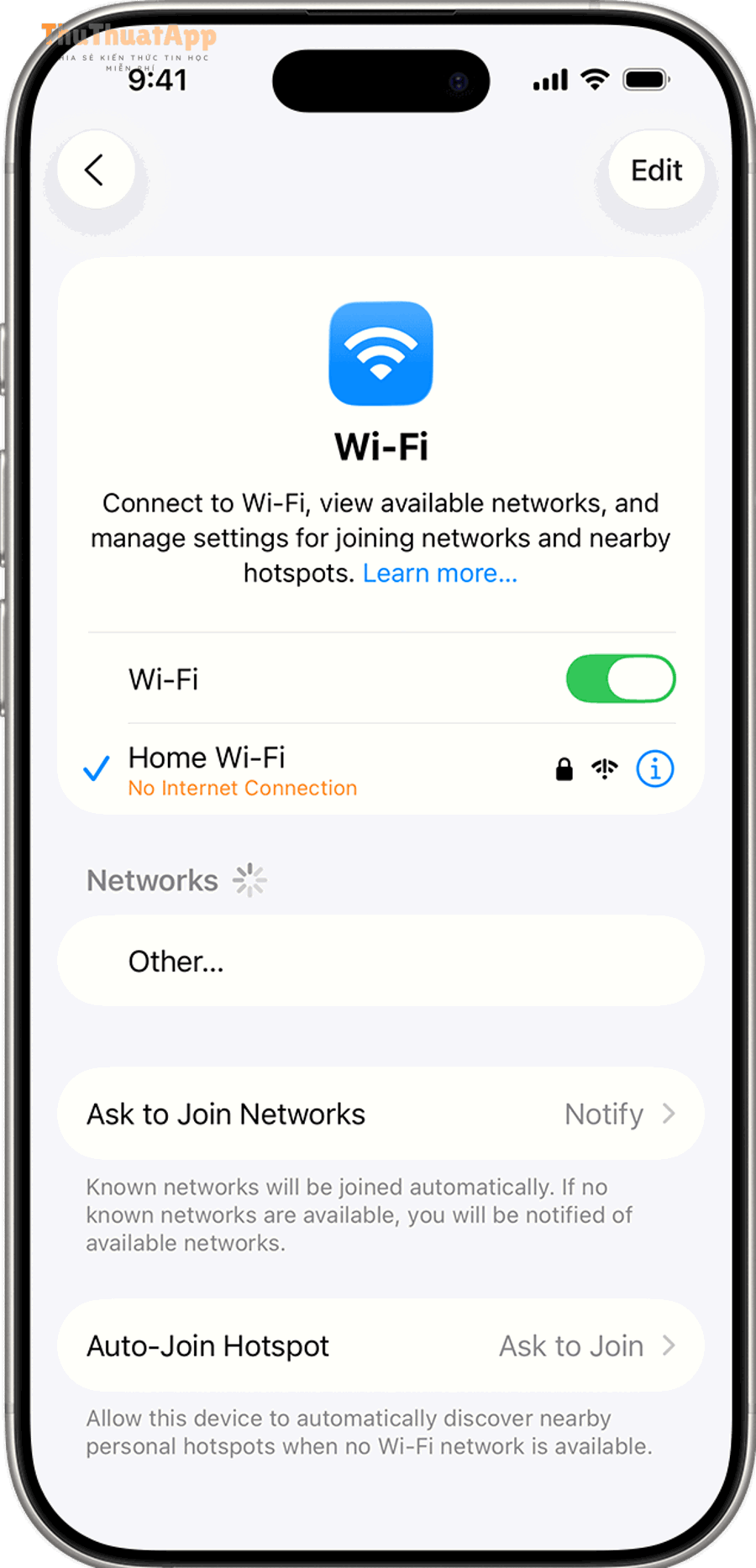 ios 26 iphone 16 pro settings wi fi no internet connection