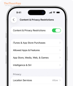 ios 26 iphone 17 pro settings screen time content and privacy restrictions on