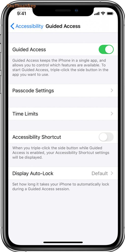 Tắt Guided Access bị kẹt trên iPhone: mở khóa nhanh, bật lại dễ 1 ios13 iphone xs settings accessibility guided access 1